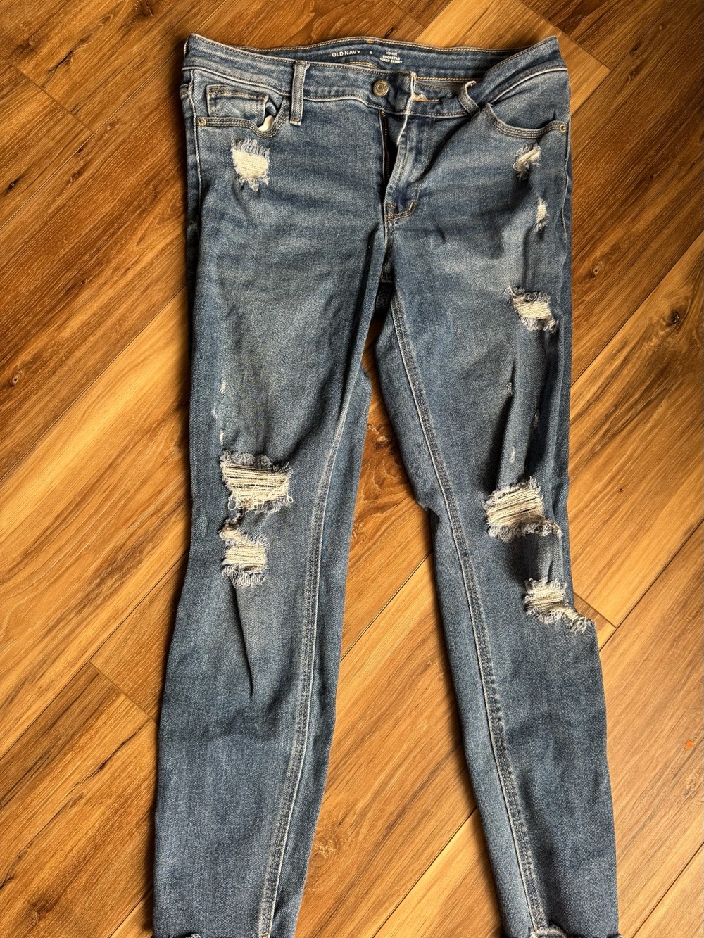 Old Navy Womens Distressed Skinny Jeans - Blue